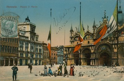 Markusplatz, Venedig. Postkarte von 1913. von Italian Photographer